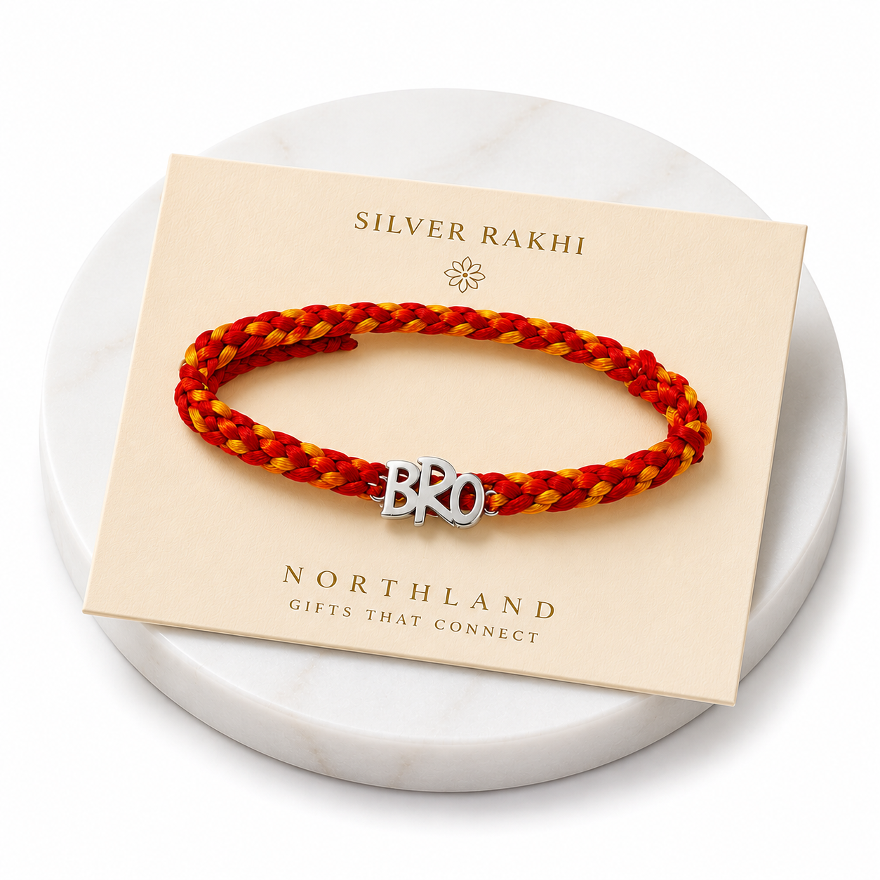 925 Pure Silver Bro Rakhi for Brother Bhai | Silver Rakhi with Roli Chawal Pack & Greeting Card