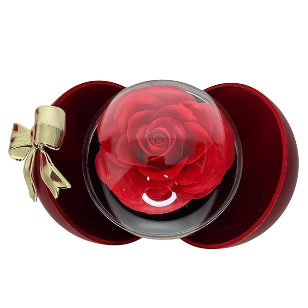 Forever Rose, Pendant with Golden Detailing, Anti-Tarnish Chain and Earring Set in a Gift Box