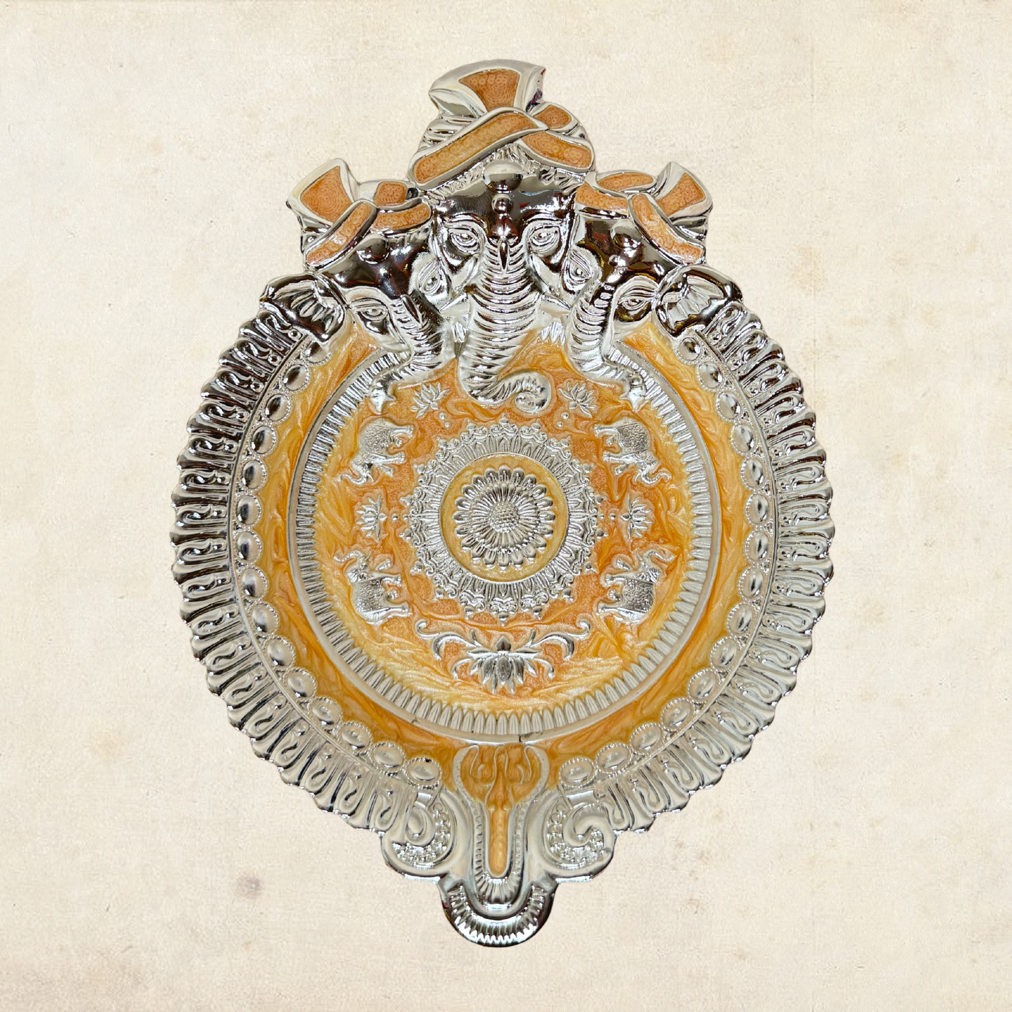 Silver Plated Ganesha Tray with Premium Box Packaging