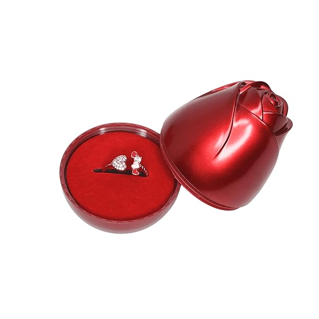 Forever Rose, Heart Ring with Golden Detailing in a Gift Box