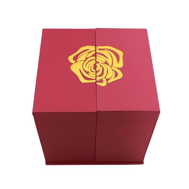 Forever Rose, Heart Ring with Golden Detailing in a Gift Box