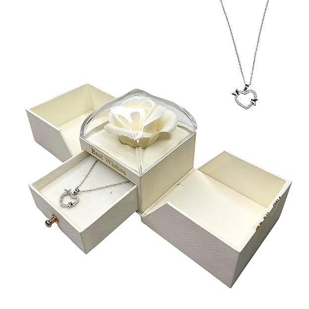 Forever Rose and Heart Pendant Gift Combo in Box