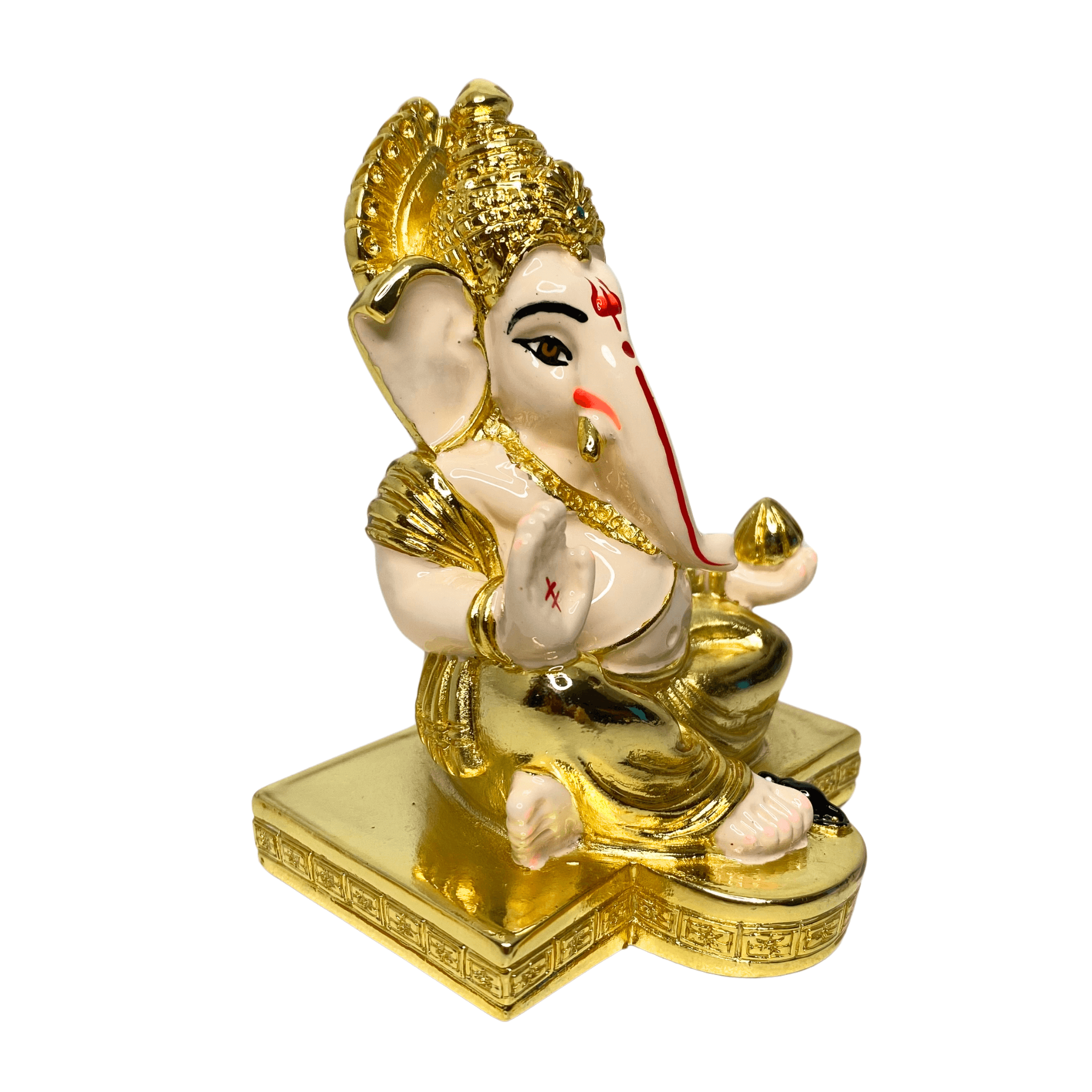 Ganesha 24KT Gold Plated Idol for Home Decor, Office Desk, Car Dashboard