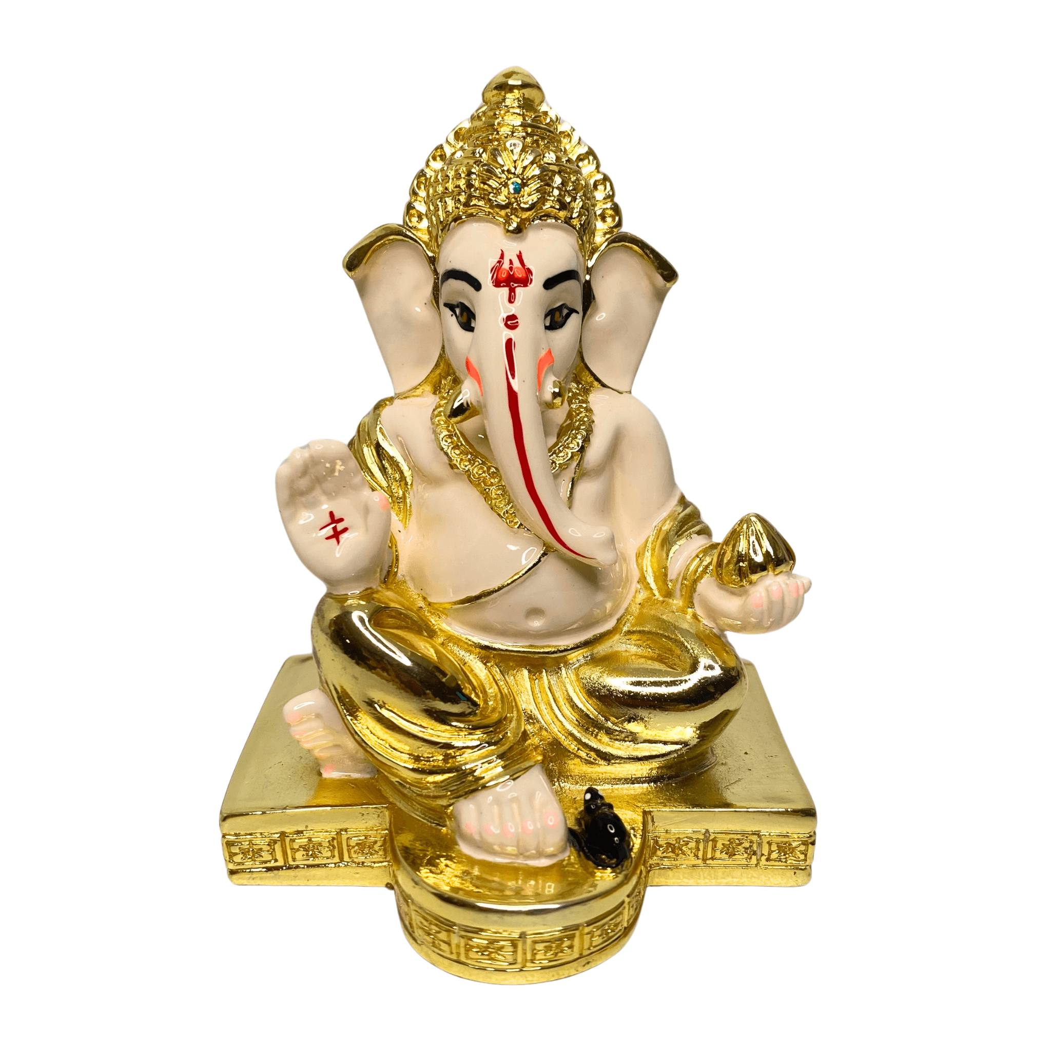 Ganesha 24KT Gold Plated Idol for Home Decor, Office Desk, Car Dashboard