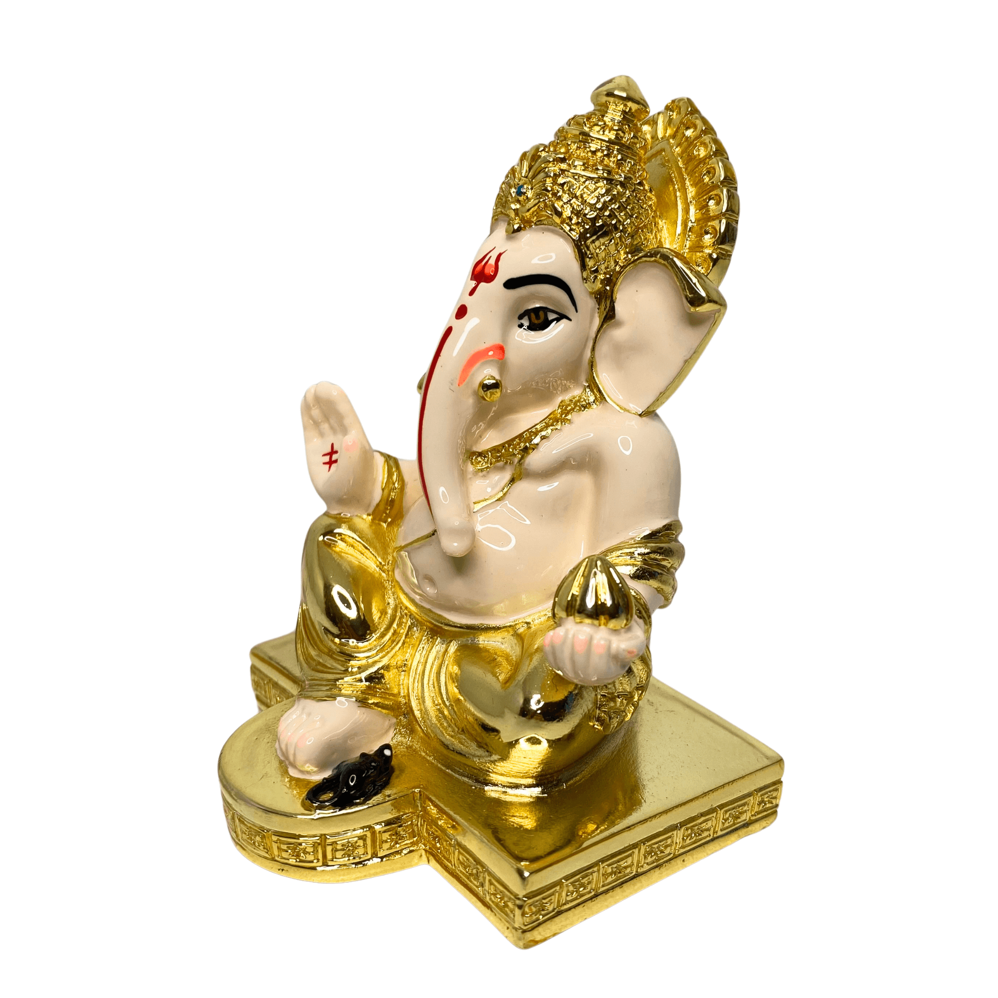 Ganesha 24KT Gold Plated Idol for Home Decor, Office Desk, Car Dashboard