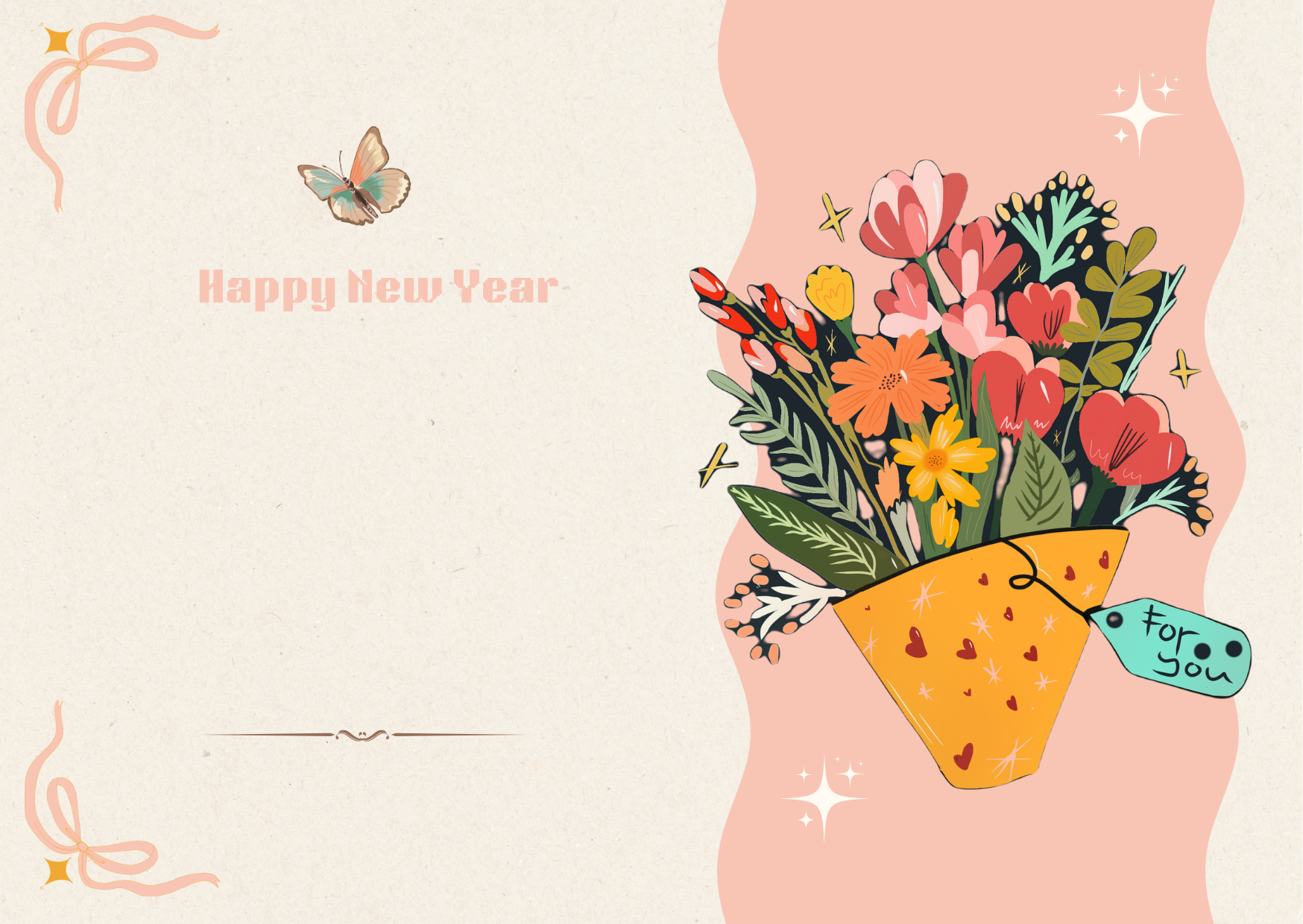 New Year Greeting Card for Family, Friends, Men, Women, Husband, Employee, Corporate