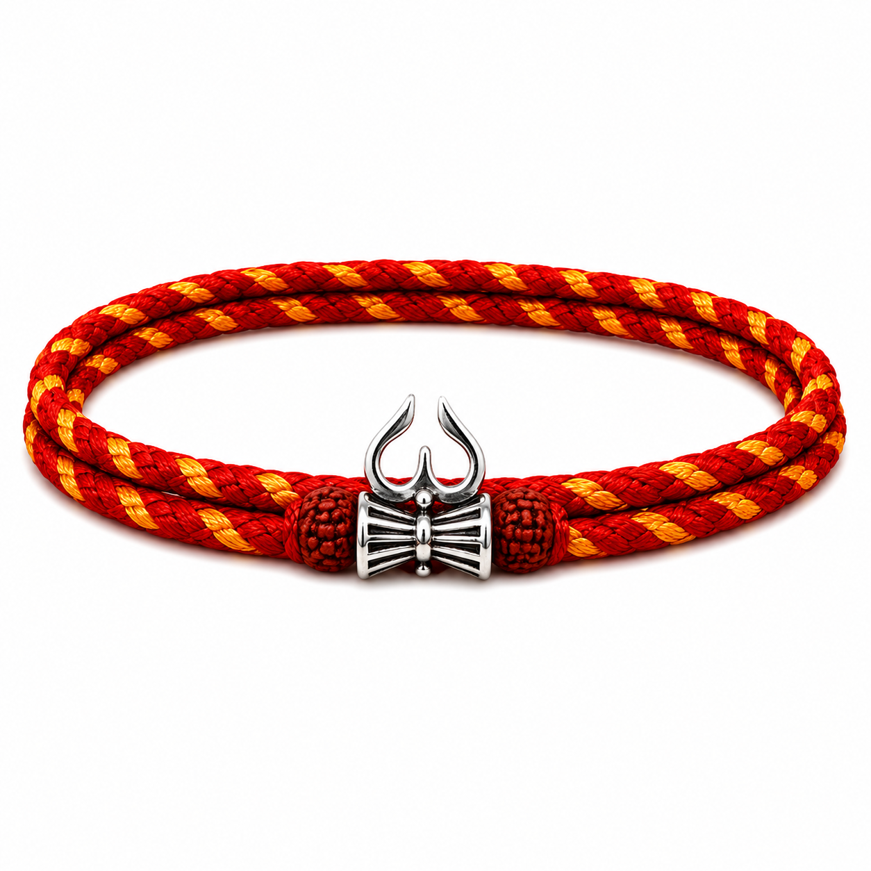 925 Pure Silver Shiv Trishul Rudraksha Rakhi for Brother Bhai | Silver Rakhi with Roli Chawal & Greeting Card Silver