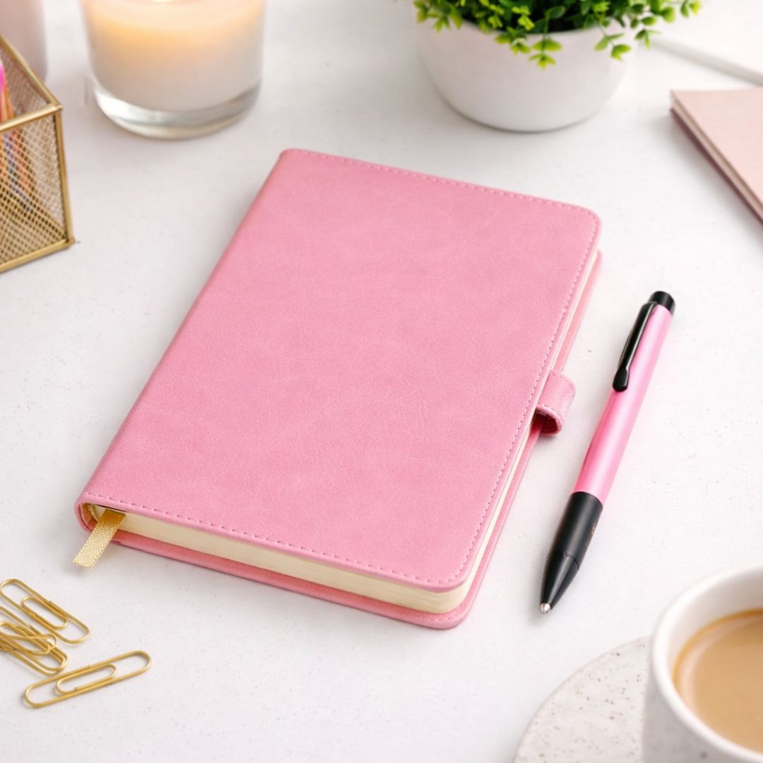 Pink Gift Combo for Farewell and Retirements with a Diary, Pen and Greeting Card