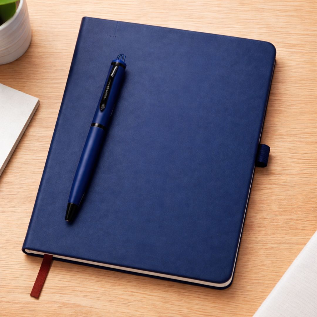 Blue Farewell & Retirement Gift Combo – Diary with Magnetic Pen Holder, Premium Pen & Greeting Card – Best Gifts for Colleagues, Boss, Office, or Friends