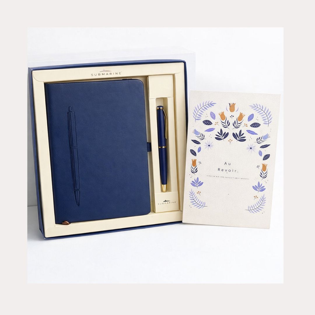 Blue Farewell & Retirement Gift Combo – Diary with Magnetic Pen Holder, Premium Pen & Greeting Card – Best Gifts for Colleagues, Boss, Office, or Friends