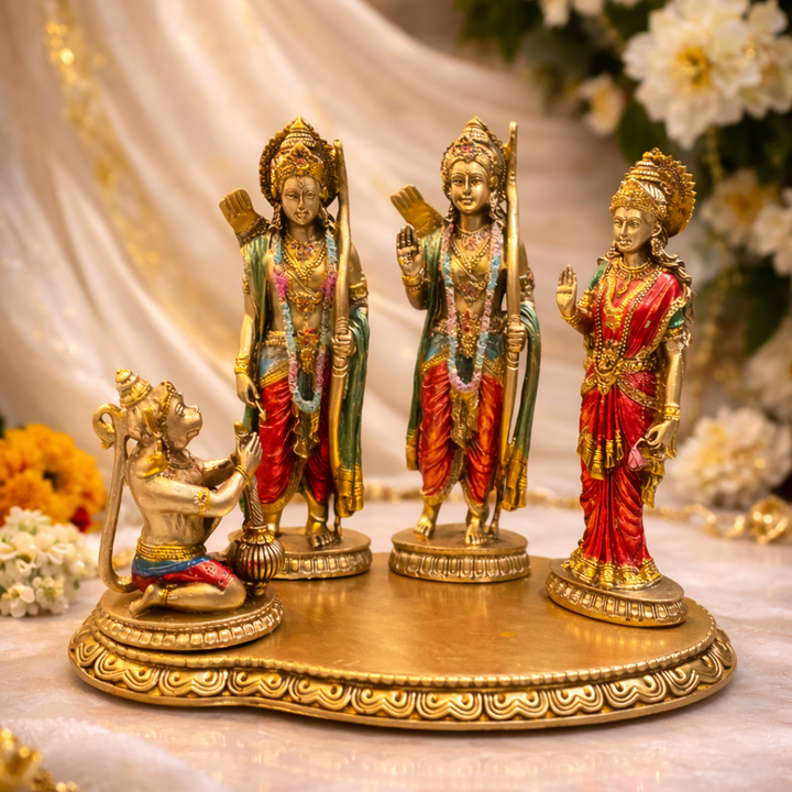 Ram Darbar with Ram, Laxman, Sita and Hanuman Murti Idol Statue