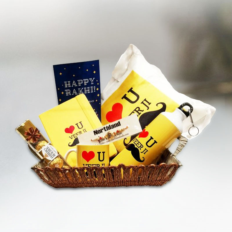 Rakhi GiftsBig Hamper Box of 20 Goodies with Soan Papdi with 5 Rakhis   Ghasitaram Gifts