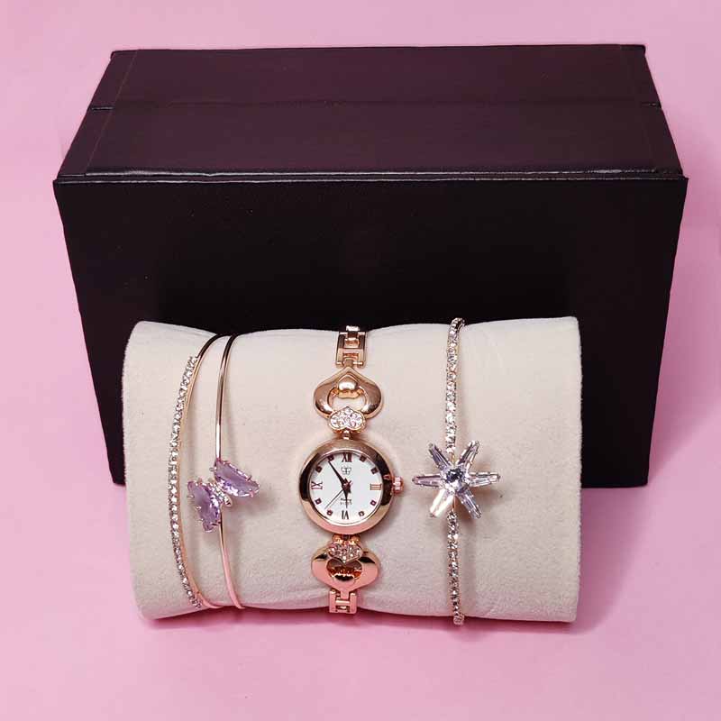 Fashion Round Dial Diamond Flower Bracelet Watch With Flower Shape Key  Pendant(White) @ Best Price Online | Jumia Egypt